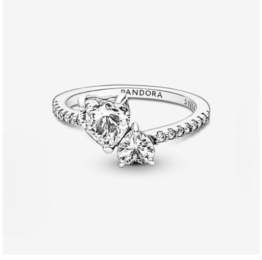 Double hearts promise ring real S925