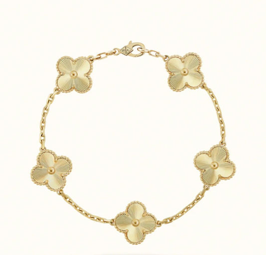 Flower Clover Charm Bracelet in 18ct Gold Plated