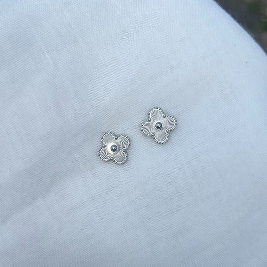 Silver Clover Stud Earrings