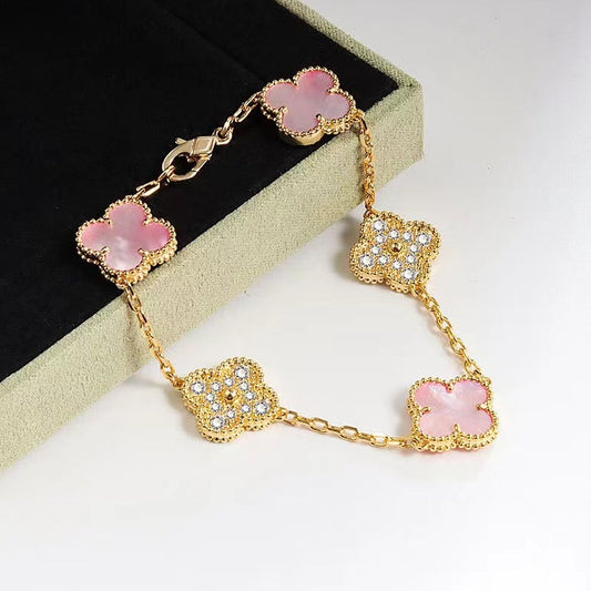 Rose Pink Lucky Clover Bracelet