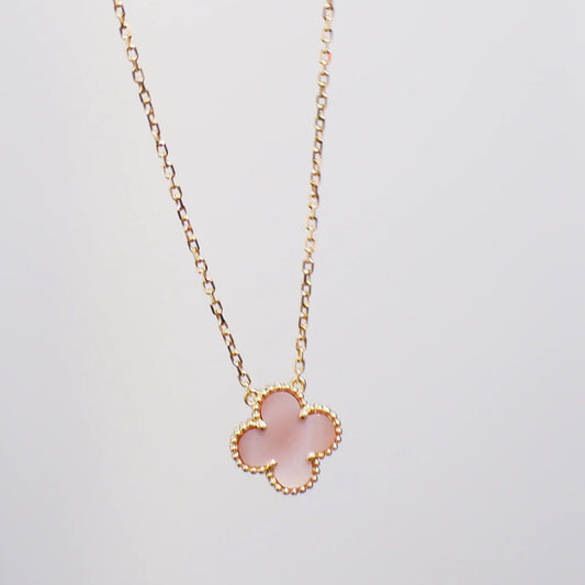 Hot Pink Bubblegum Single Clover Necklace