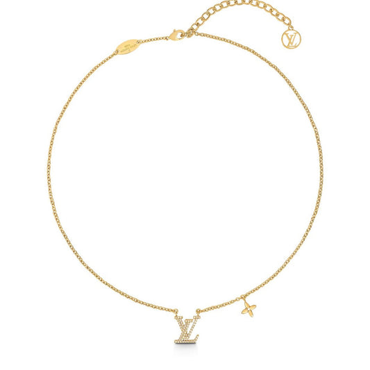 Gold Designer LVee Bling Necklace