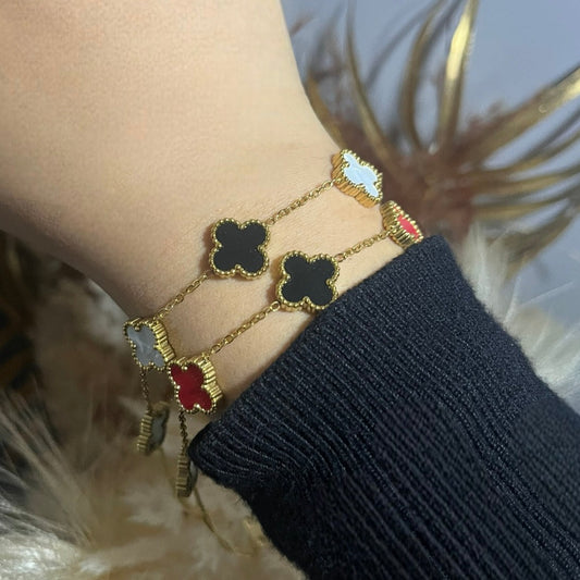 Gold Multi Colour Clover Bracelet | Hibaa Luxury Gifts for Women