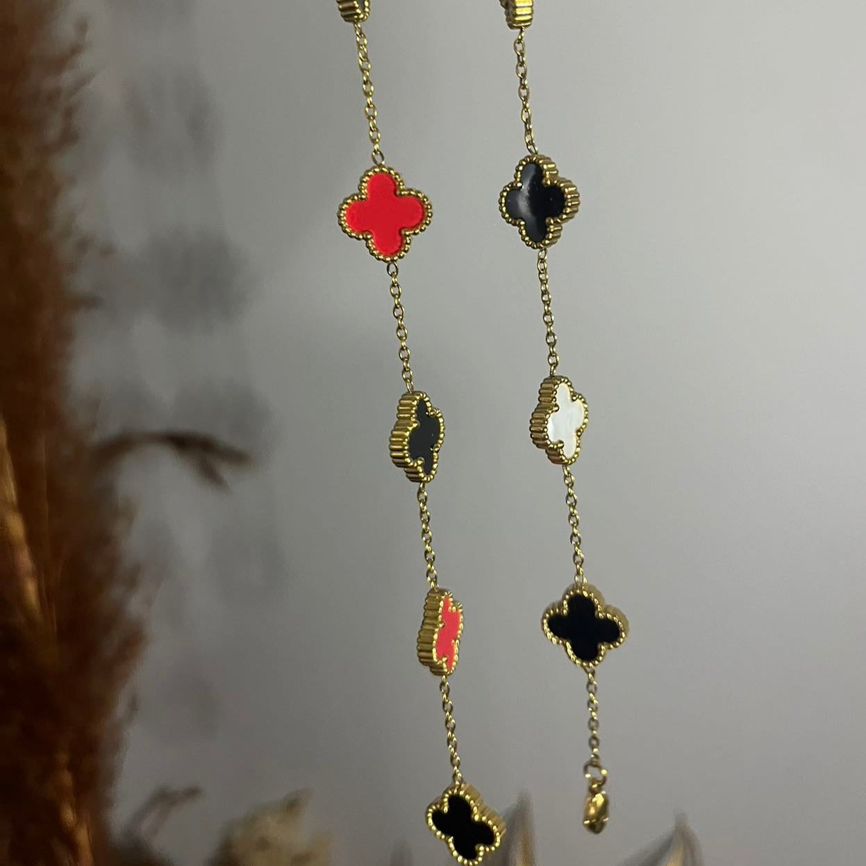 Jewellery sale UK | Gold Multi Colour Clover Bracelet | Hibaa Luxury Gifts for Women