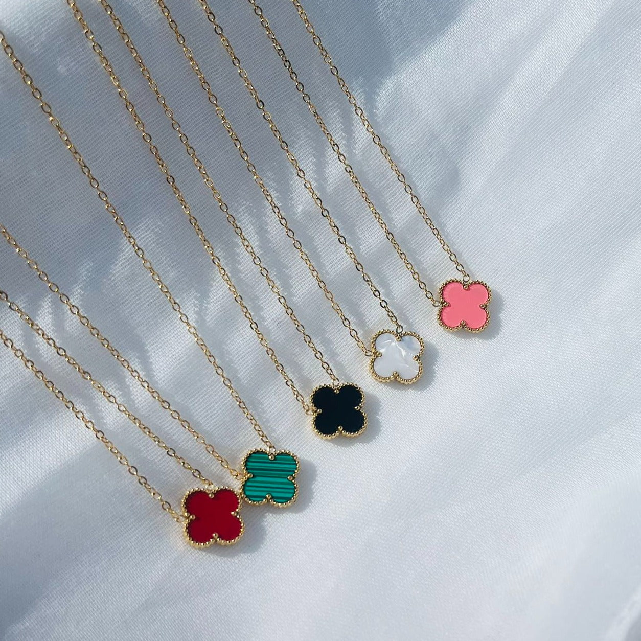 Gold Chain with Color Clover Diamond Pendant Necklace